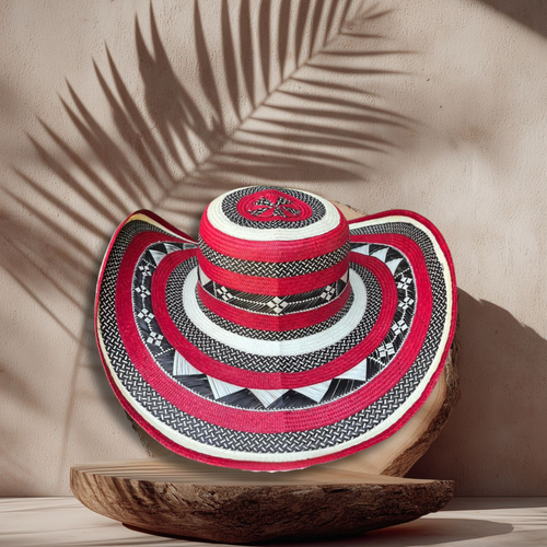 Sombrero 27 fibras extrafino diseño grano de arroz rojo