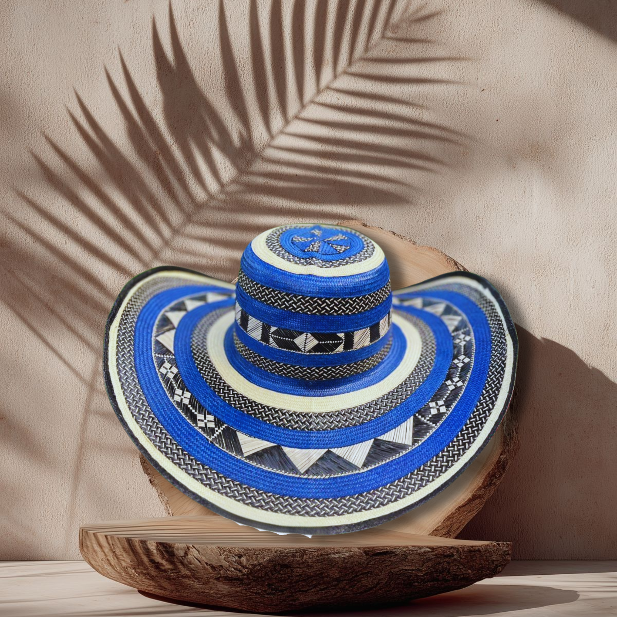 Sombrero  27 fibras extra fino diseño grano de arroz azul