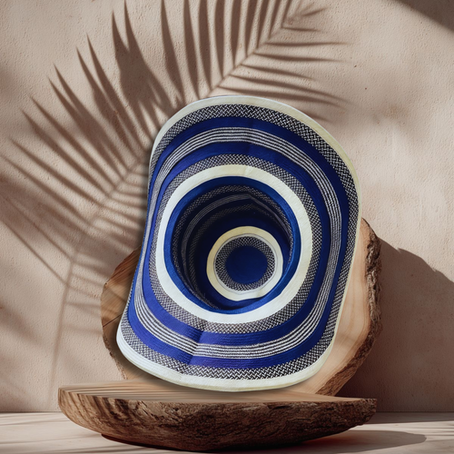 Sombrero  27 fibras extra fino diseño grano de arroz azul