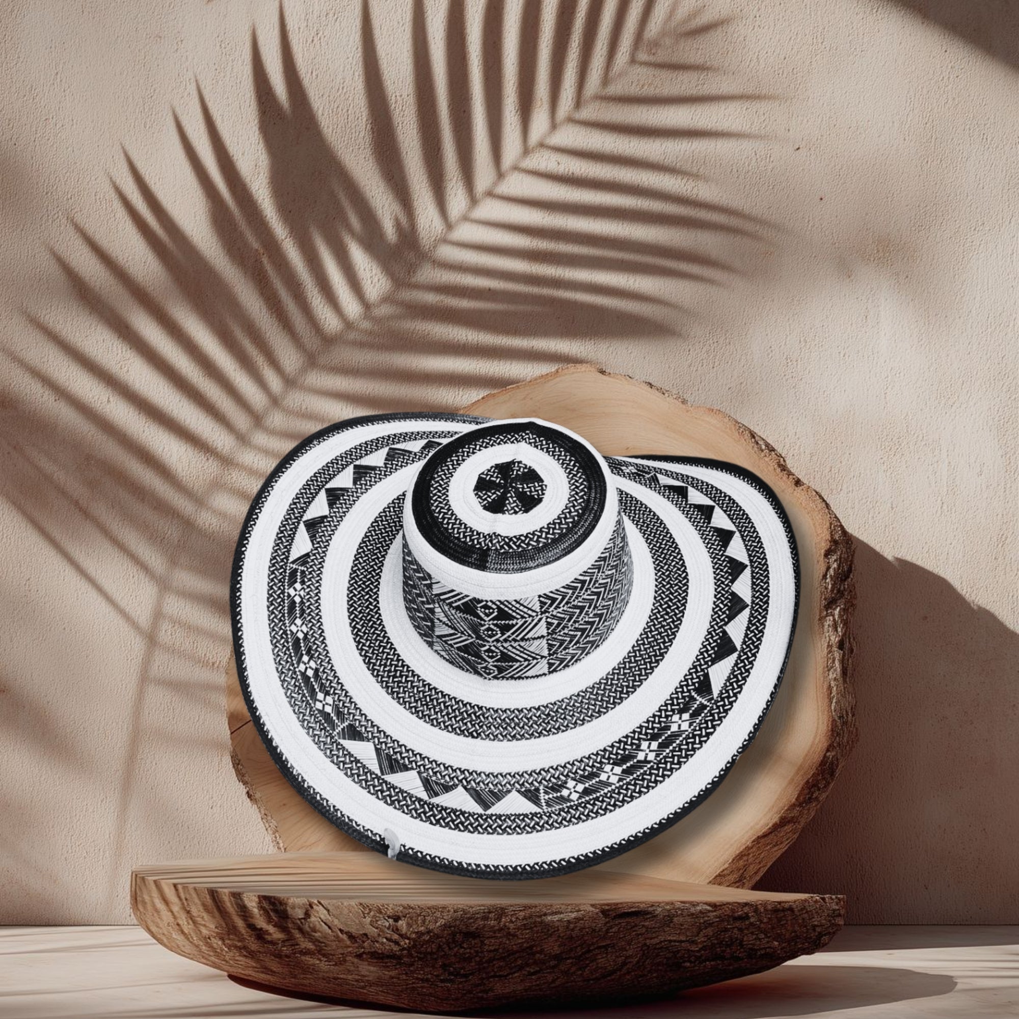 Sombrero 23 fibras diseño Granito Arroz blanco con negro